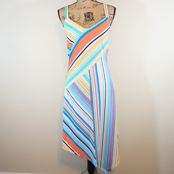 Bebop Striped Asymmetrical Midi Dress - Picture 3 of 8